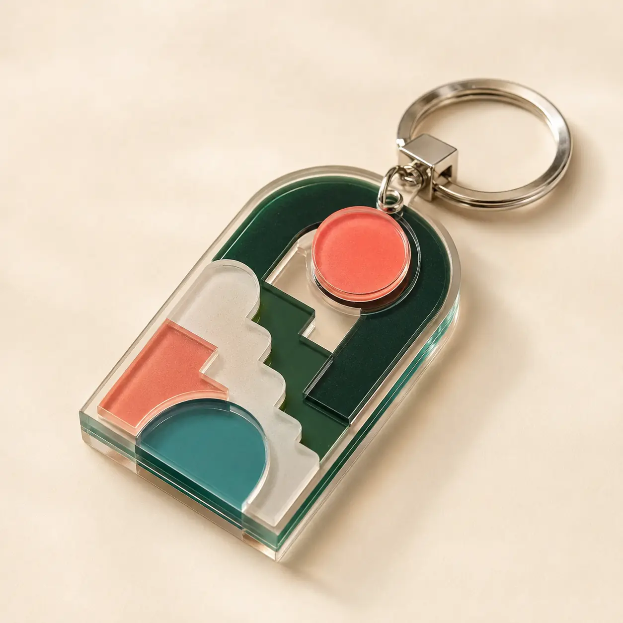 Geometric Keepsake Keychain